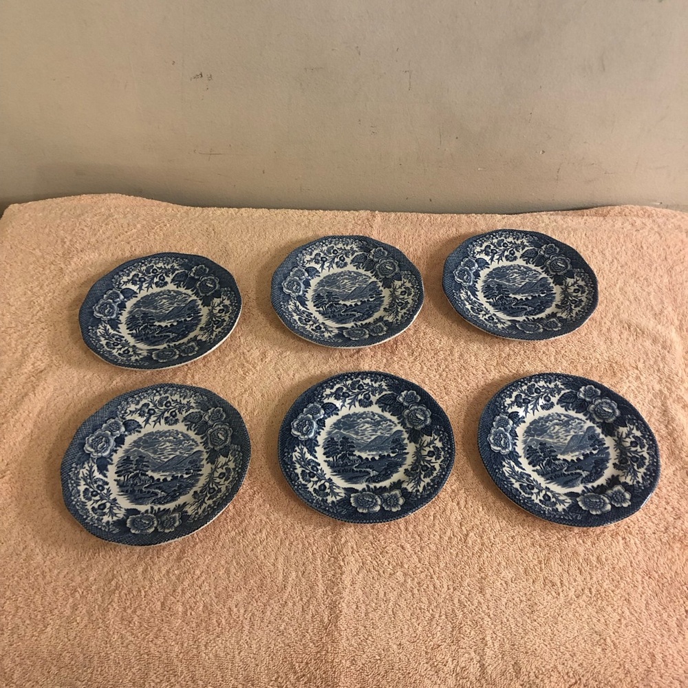 Lochs of Scotland Royal Warwick Lot of 6 Bread Plates 6” Loch Duich & Loch Dich